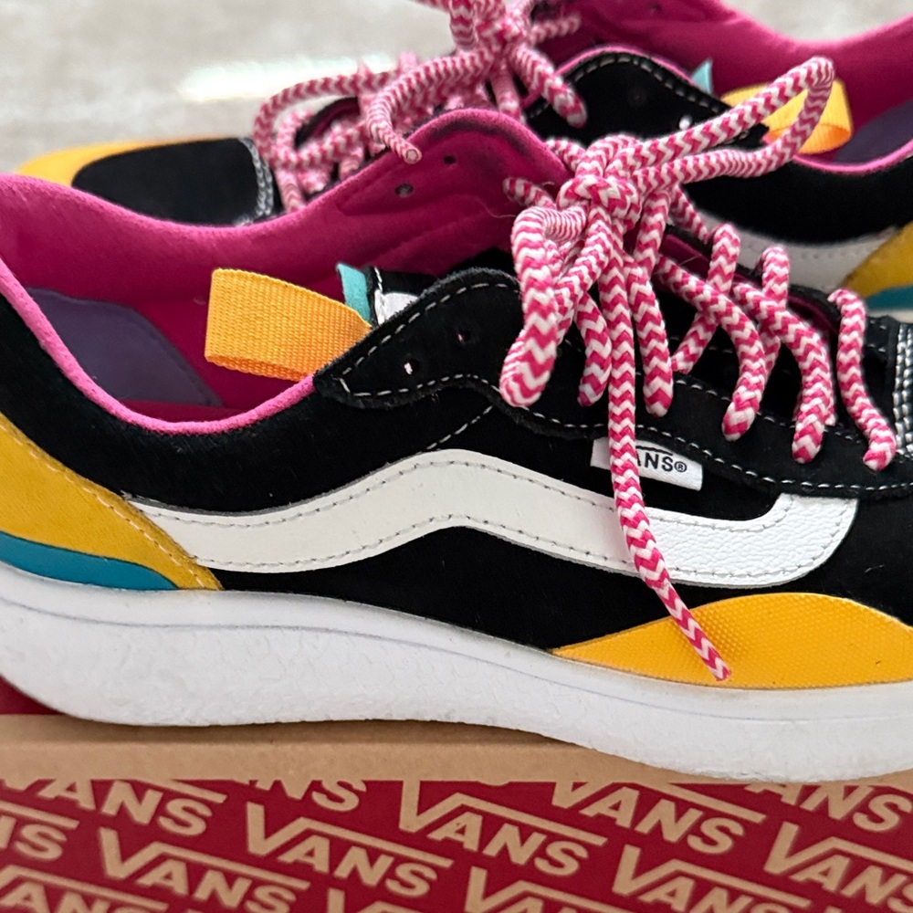 Vans Kids' Black, Yellow, and Pink Sneakers - Picture 5 of 7
